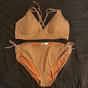 Calia Brown and White Bikini Set XL‎